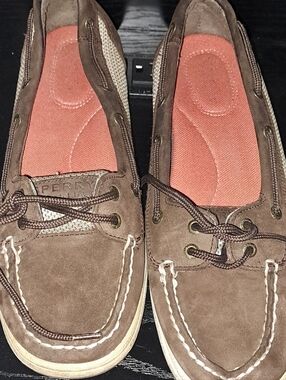 Sperry Women's Brown Suede Moccasins with Coral Insole